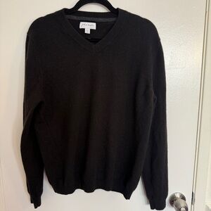 John W. Nordstrom Men's Black V-Neck Sweater Large 100% Cashmere